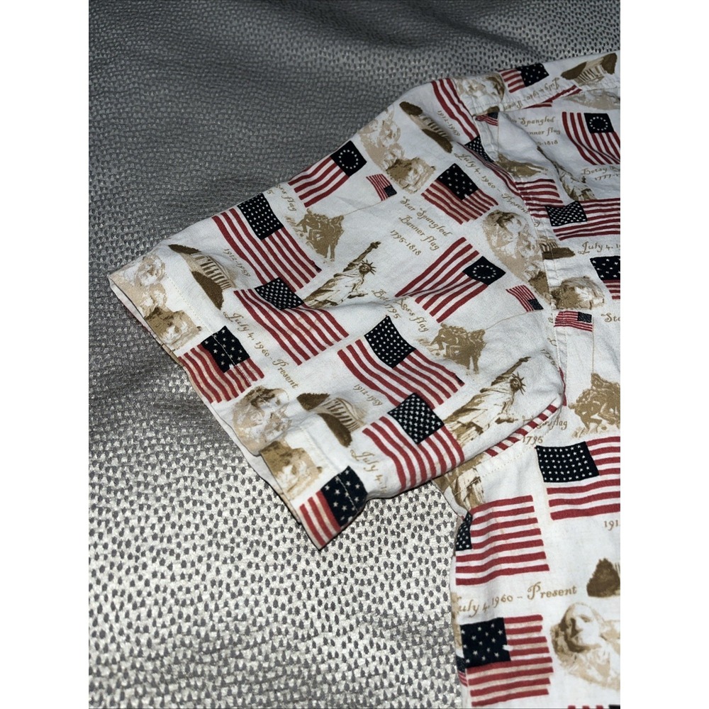 Cotton Traders Sport 2XL American Flag Print Button-Up Short Sleeve Shirt - Picture 6 of 9